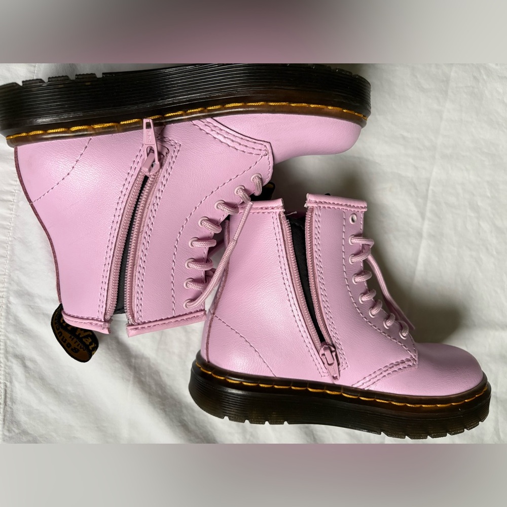 Like New Dr. Martens Light Pink Combat Boots - Picture 8 of 12